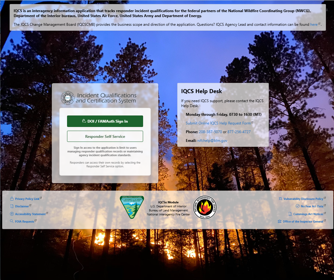 Login page